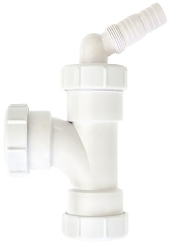 MAXPERKX Universal Washing Machine Outlet White Tee 40mm Push-fit Compression Waste Pipe Conn