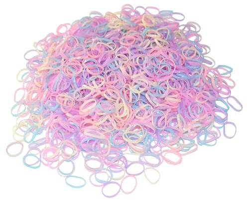 1000Pcs Elastic Hair Bands,Small Hair Rubber Bands,Coloured Small Hair Bands,Different Plastic Elastic Bands,Pastel Rubber Bands for Hair,for Hairstyling,Pet Hairband,Kids Hair,Braids(Mixed Colours)
