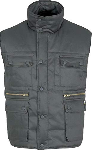 Work Team Chaleco Acolchado, Multibolsillos con Cortavientos. 100% Algodón. Hombre Gris XXL