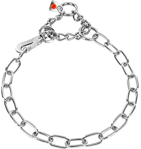 Sprenger Kettenhalsband für Hunde aus Edelstahl mit Haken und Zugbegrenzung I Hundehalsband m mit extra Langen Kettenglieder 3mm, fellschonend, 40 cm