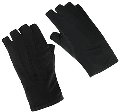 JIAHG Sommer Halbfinger Handschuhe Baumwolle Fahrradhandschuhe Kurz Spitzenhandschuhe Anti-Rutsch, Anti-UV Schutz, Dünn Sonnenschutz, Einheitsgröße, Schwarz A