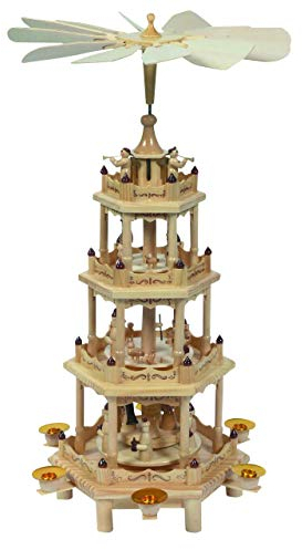 OBC Weihnachtspyramide/Naturtöne/Pyramide Weihnachten / 4 Etagen/im Kunsthandwerks-Stil, handgefertigt/Deko zu Weihnachten