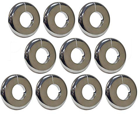 PROCURU 1/2-Inch CTS (5/8 OD) E2768 Split Plastic Lightweight Escutcheon Cover Plate, Chrome, for 1/2 Copper, PEX Pipe (10-Pack)