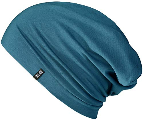 Enter the Complex® Leichte Beanie Mütze, Herren und Damen, Übergangsmütze, Sommer Beanie, Dünne Kopfbedeckung, Baumwolle (Jersey) L/XL, Petrol Blue