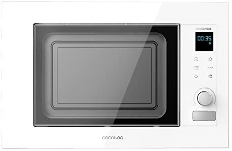 Cecotec Microondas Encastrable de 21 Litros con Grill GrandHeat 2090 Built-In Touch White. 1200 W, Digital, Táctil, 8 Funciones, Temporizador, Interior con Revestimiento Cerámico, Blanco