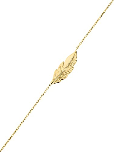 My Gold Damen Feder Armband Gold Armkette ECHTES Gelbgold 375 (9 Karat) 19cm Goldarmband Aramira