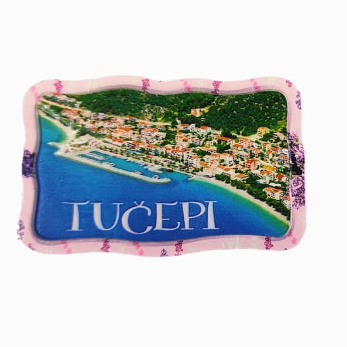 3D-Kühlschrankmagnet, Motiv: Tucepi Kroatien, Reise-Souvenir, Geschenk, Kühlschrank-Magnetaufkleber, handbemalt