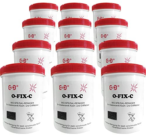 VSR O-Fix-C Pulver Spezialreiniger für Glaskeramik-Kochfelder, Grillflächen und Keramikspülen (12 Dosen à 250 g)