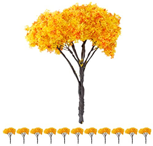 Coshar 12 piezas de árbol de arce modelo de 2.5 pulgadas amarillo paisaje modelo de arce árboles modelo de paisaje árboles ferrocarril arquitectura diorama diseños