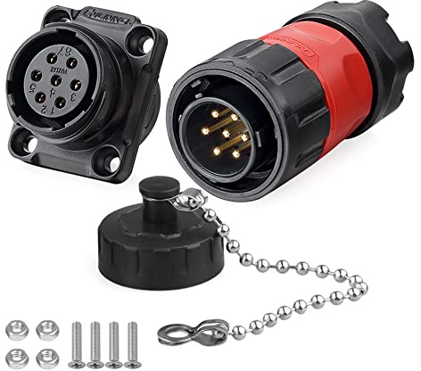 CNLINKO YM-20 Connettore Impermeabile IP68 Elettrici Industria Circolare Alloggiamento in PBT Connettore Aeronautico M20 2-12 Poli Presa Flangia (7 Poli)