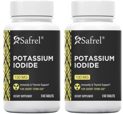 Safrel Potassium Iodide 130 mg, 240 Tablets | Made in USA | Non-GMO Verified | Ki Pills Potassium Iodine Tablets - (240 Count (Pack of 2)