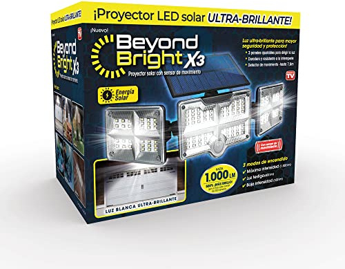 Beyond Bright X3 Solarprojektor mit Bewegungssensor und 1000 Lumen Licht mit 3 unabhängigen Panels