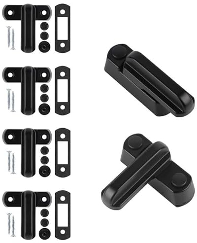 CPROSP Sash Jammer Serrure de Fenêtre Supplementaire,6 Serrures de Porte Fenêtre Bloquer en Alliage d'Aluminium avec 12x vis,Sécurité Domestique,d'Enfant, Noir