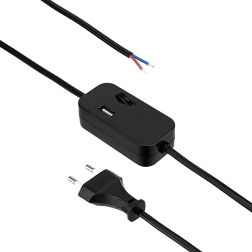 REV Zuleitung, Kabel mit Schalter und Eurostecker, USB-A, 2m, schwarz
