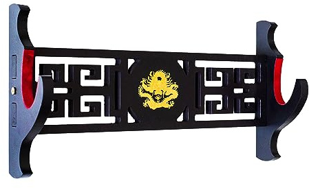 FOXSMZZ Katana Support PréSentoir D'Armes, Rembourré En Velours Support Mural Wakizashi Samouraï éPéE Dragon Logo (1 couche)