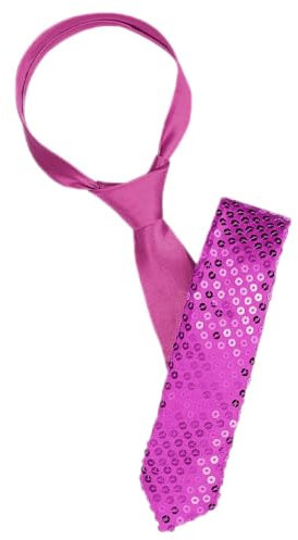 Allegra K Corbatas de lentejuelas para hombre, brillantes y ajustadas, para disfraz de fiesta de discoteca, Fucsia, talla única