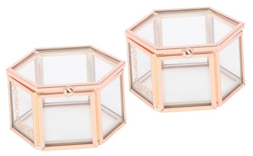 ifundom 2pcs Box Hexagon Geometric Ring Box Wedding Favor Engagement Luxury Jewelry Storage for Women