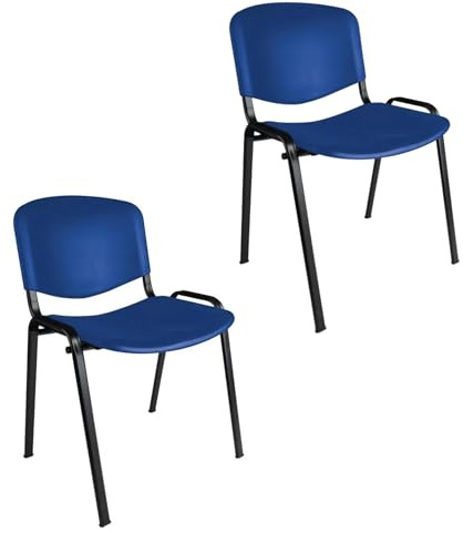 Topsit Büro & More 2er Set Besucherstühle, stapelbarer Konferenzstuhl, mit Sitz und Rückenlehne aus Kunststoff. (Blau)