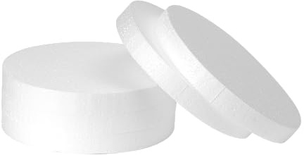 Crafare 5 Pack 8x8x1 Inch Round Foam Circles for Crafts | Versatile white polystyrene craft discs for Wedding, Holiday, Christmas, School Projects, and DIY.