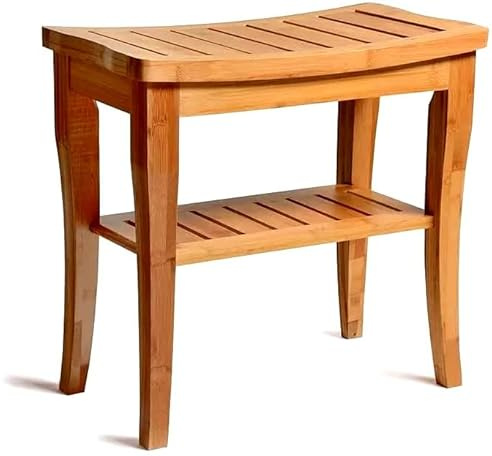 Aggloz | Shower Bench/Stool, Spa Bath Organizer Stool, Bathroom Chair & Seat with Storage Shelf, Shower Non-Slip Design, Hand Grip to Aid Stability