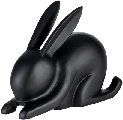 EGLO LIVING Osterdeko Yoga Hase Marovato, Deko Figur Ostern Frühling, Frühlingsdeko Osterhase minimalistisch, Tischdeko Osterfigur aus Aluminium in Schwarz, 15 x 11,5 cm