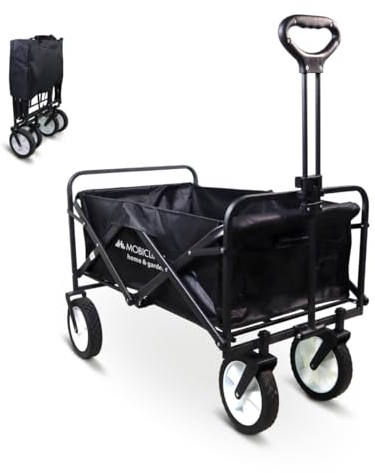 Mobiclinic®, Carro de Transporte Plegable, para la Playa y el jardín, Duna Pro, Asa Ajustable, Ruedas Todoterreno 360º, Soporta 100 kg, 85x54, 5x58, 5cm, Impermeable, Acero, PVC, Negro