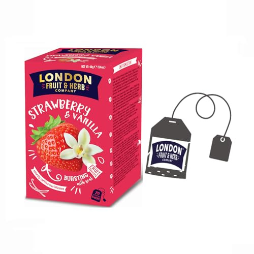 London Fruit® | Infuso Fragola e Vaniglia | Ibisco Fragola Vaniglia Infuso Bustine Singole - 20 Filtri (40 Gr) | Tisana Senza Caffeina