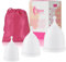ACWOO Copa Menstrual, 3 Copa Menstrual Reutilizable con una Bolsa de Transporte, 100% Suave Silicona de Grado Medico Lavable y Seguro, Blanco (XS+S+L)