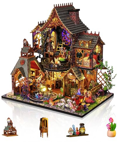 Foyucool DIY Kit de Maison Miniature pour Adultes, Maison Magique | Avec Éclairage LED & Mini-Meubles, Kit Créatif Déco Intemporelle, Cadeau Original Pour Noël, Anniversaire & Fête des Mères