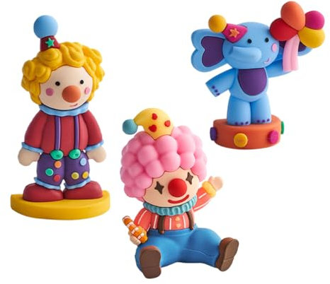 Cabilock 3stücke Mini-Clown-Dekoration Garten-Ornament Miniatur-Clown-Statuette Schreibtisch-deko Elefanten-Modell Mini-Dekorationen Clown-Figur