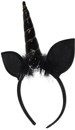FOYTOKI Einhorn Kopfschmuck Haarreif Schwarz für Kinder Fasching Karneval Geburtstagsfeier Party Zubehör