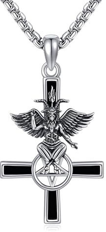 VENACOLY Baphomet Kette 925 Sterling Silber Satanische Baphomet Anhänger Halskette Satanischer Schmuck Gothic Geschenke für Herren Frauen Männer