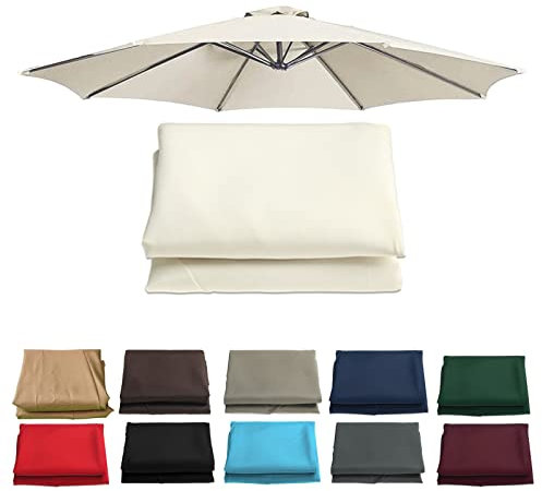 Telo di ricambio universale per ombrellone da giardino, 6 bracci/8 bracci, copertura per ombrellone in beige, più di 10 opzioni di colore, 2,7 m, 6 stecche