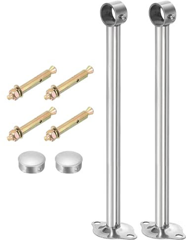 QUARKZMAN 3 Set Supporto Bastone Tenda Soffitto, Adatto a Tubo 25mm/0.98 Lunghezza 300mm/11.81 Ganci Asta Bastoni per Tende Acciaio Inossidabile per Pareti Armadio Tubo Asta Tenda, Argento