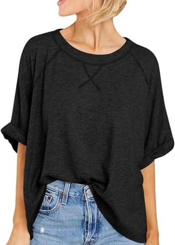 Cicy Bell Damen Oversize T-Shirt,Schwarz,XL