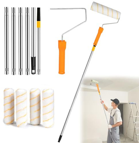 YushengTai Rullo Pittura con Asta Telescopica 30-180cm, Rullo Pittura Murale, Rullo Pittura Asta Telescopica, Rullo Pittura Asta Telescopica, Kit Pittura, Lungo Strumento Pittura Murale