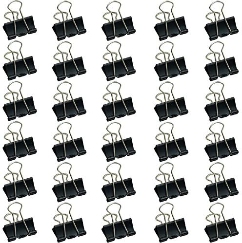 30 pezzi Graffette pieghevoli, 25 mm, clip fermacarte, clip multiuso per documenti, colore nero, per foto, post-it, cancelleria, forniture per ufficio