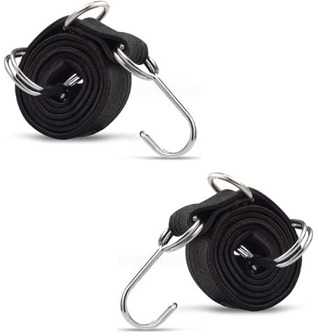 2er Set Fahrrad Gepäckspanner | 0,5m Spanngurt Gepäckträger | Fahrradträger Spanngummi | Gepäckgummi mit Doppel Metallhaken | Gepäckspanner - Expander | Spannseil Fahrradgurt zur Ladungssicherung