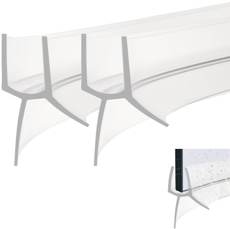 Inscrip Duschdichtung, 2x 200cm für 4-6mm Glastüren, mit 15mm Länge Lippen, für trockenen Boden im Badezimmer, Glastür-Duschdichtung für Duschtüren, Badewanne (Transparent, 200cm für 4/5/6mm Glas)