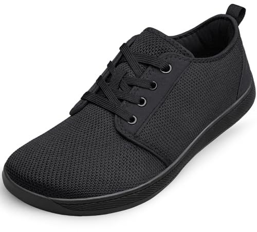 Women's Barefoot Tennis Shoes Wide Toe Box Zero Drop Minimalist Sneakers Non Slip Breathable Comfortable Lightweight Tennis Shoes All Black Size 10.5
