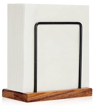 Servilletero, Servilletero a Base de Madera, Servilletero De Metal, Servilletero De Metal Y Madera, Para Restaurantes, Cafés, Cocinas, Hotel, Decoraciones de Mesa, Negro