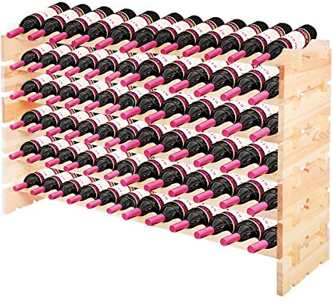 GOPLUS Casier à vin pour 72 Bouteilles, Range Bouteille Vin en Bois de Pin Massif, 6 Étagères Modulaires Installation DIY, Style Naturel, 119 x 29 x 71,5CM