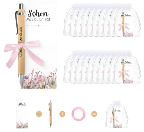 GADITIEK Schön Das Du Da Bist Gastgeschenk, 20 Stück Kugelschreiber Mit Karte, Hochzeit, Taufe, Geburtstag, Kommunion, Dankeschön Geschenk Lehrer Kollegen