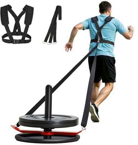 VEVOR Gewichtsschlitten Kraftschlitten Krafttrainingsschlitten zur Verbesserung der Geschwindigkeit bei sportlichen Übungen, Fitnessgerät mit Gurt, für 51 mm Gewichtsscheiben Orange & Schwarz