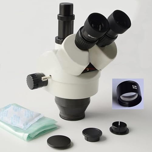 Microscope Accessories Kit 3.5X-45X Trinocular Zoom Stereo Microscope Head SZM0.5X Lens Can Simul Focal Model Microscope Slides(Gold,Trinocular Model)