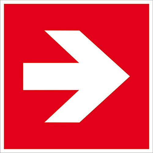 Brandschutz-Zusatzschild Richtungsangabe rechts/links Größe (BxH): 15,0 x 15,0 cm 1,0 mm Kunststoff (Hart-PVC)