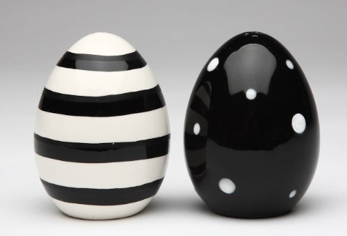 Appletree 62113 Black and White Egg shaped Salt and Pepper