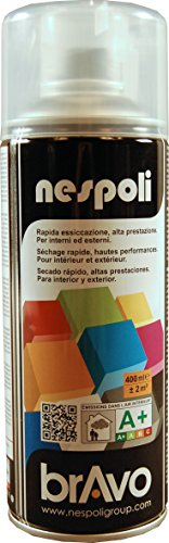 Nespoli – Bomboletta Spray Smalto Acrilico 400ml Interni ed Esterni, Vernice Spray Aerosol Universale, Asciugatura Rapida, Adesione su Tutte le Superfici, Valvola Autopulente, RAL Trasparente