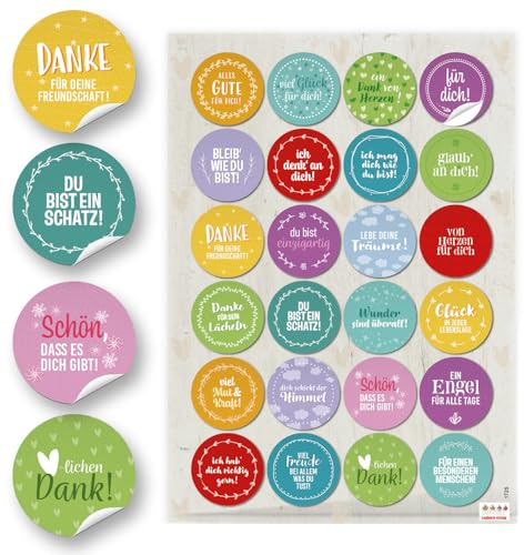 Logbuch-Verlag 48 Liebe Sprüche Sticker Worte Freunde Geschenkaufkleber Weihnachten Geburtstag rund 4 cm