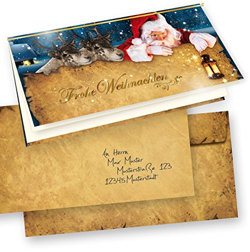 tatmotive Nordpol Express Weihnachtskarten Set (10 Sets) mit Umschlag und mit Einlegeblätter Einleger zum bedrucken